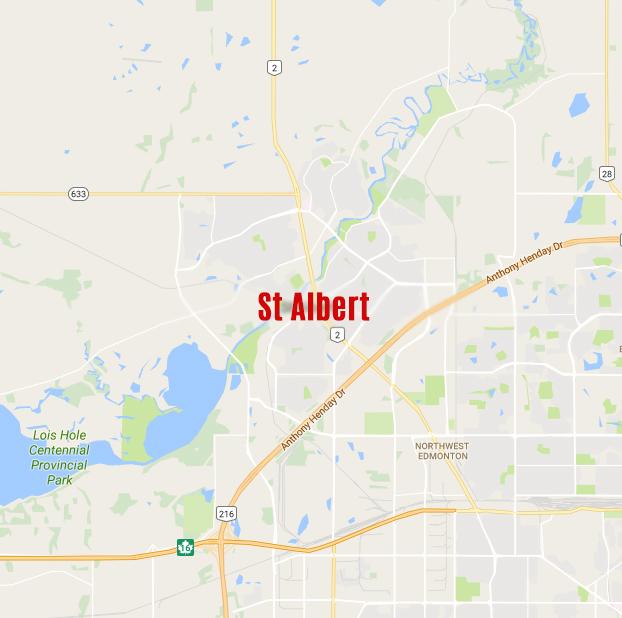 Map showing A1 Heating location in St. Albert